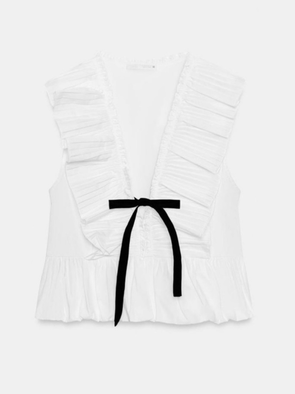 Zara Pleated Ruffle Bow Top - Picture 11 of 16